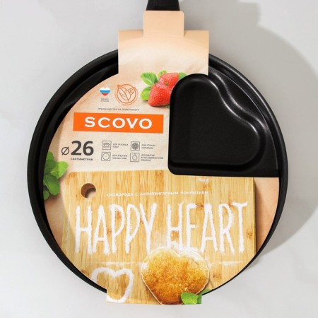 Happy Heart, d = 26 cm, plastic handle, anti -stick coating, burgundy color-5
