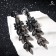 Hanging earrings with rhinestones "openwork" Spring mood, black color, 7cm