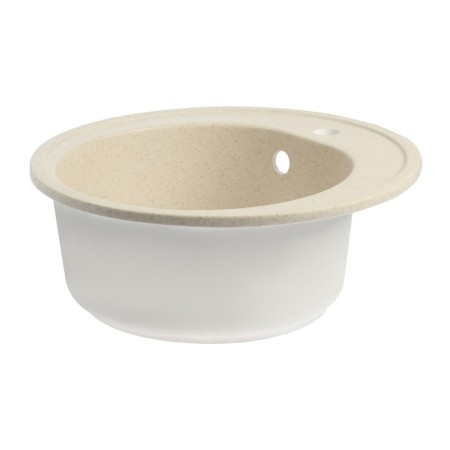 Sink for a kitchen made of stone Zein 3/Q2, D = 510 mm, round, overflow, beige color-4