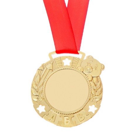 Children's medal for graduation for application, on tape, gold, metal, d = 5.5 cm-2
