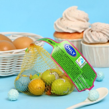 Milk ton -lacked Easter eggs with walnut filling, birds 100 g