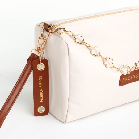 Bag Cross-Bodi with a zipper, white color-3