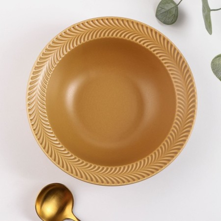 Board Ceramic deep “sea surface”, 600 ml, d = 21 cm, brown color-1