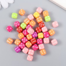 Бусины для творчества пластик "Игральный кубик" цветные набор 20 гр 0,8х0,8х0,8 см