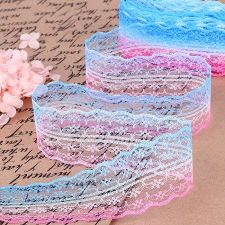 Capricon lace "Gradient", 45 mm × 10 ± 1 m, pink/blue # 4 color-2