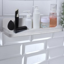 Organizer for storage, hinged, 1 section, with an adhesive base, 35 × 10 × 7.5 cm, translucent/white color
