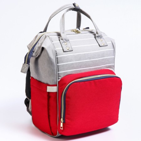 Women's backpack with a thermal carman, thermal drum - portfolio, gray/red color