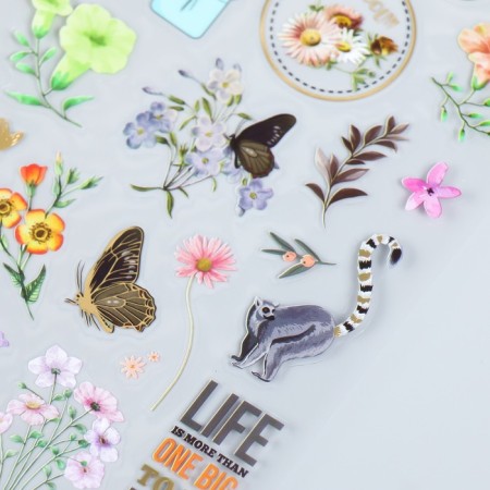 Plastic sticker "Small flowers" mix 10.3x22.5 cm-3