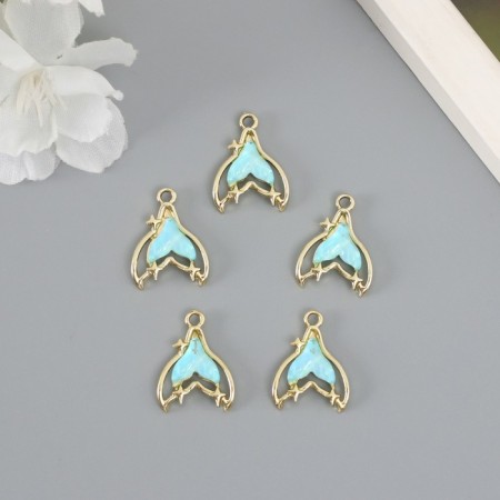 Decor for creativity metal, rhinestones "tail of the mermaid" blue 2.1x1.6 cm-1