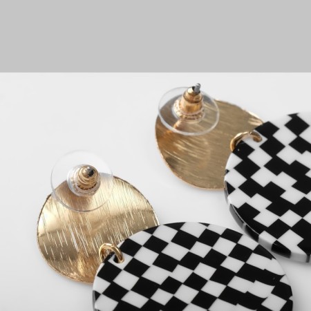 Acryl Earrings "Circle", black and white color in gold-2