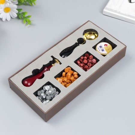 Surgical set "Large rose" Print, pen, spoon, wax - 3 colors, candle 3.5x11x23 cm