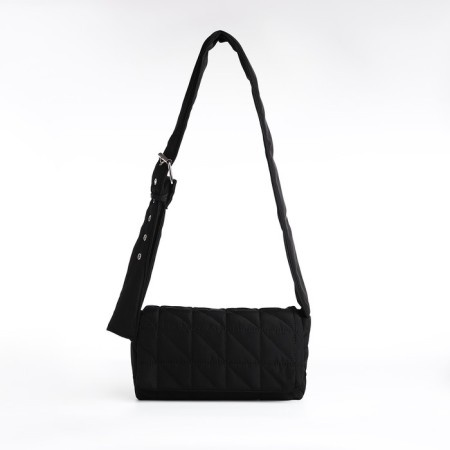 Women's bag quilted on the shoulder, lightning department, 25x14x6 cm, black color-1