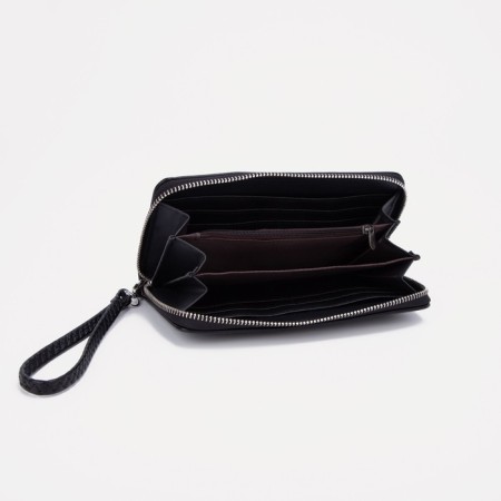 Women's wallet with a zipper, with a pen, black color-2