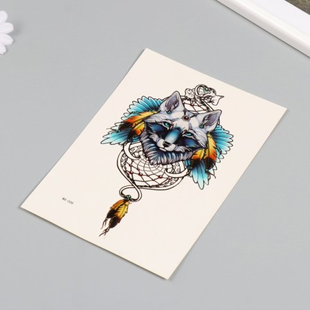 Tattoo on the body color "Wolf - Keeper of Dreams" 26.1x14.6 cm-2