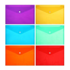 A set of 6 pieces, a button folder, A5, 180 microns, corrugated, fluorescent, 6 colors