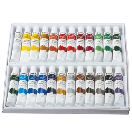 Acrylic paint in a tube, set 24 colors x 12 ml, Brauberg Art Debut, 191127-1