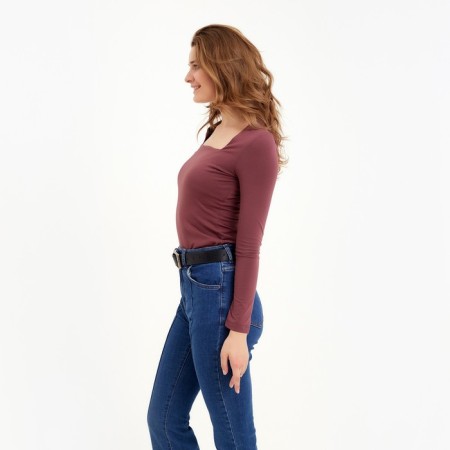 Women's Longsliva Minaku: Basic Line Bourdow Color, Rr. 44-1