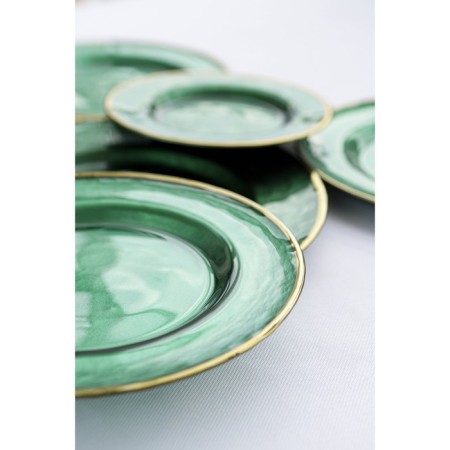 Glass dessert “Emerald”, d = 21.5 cm, green color with gold tap-7