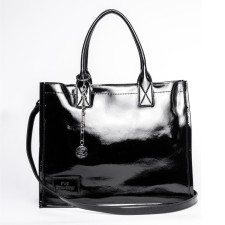 Bag Female genuine leather, black 37x12x30 cm