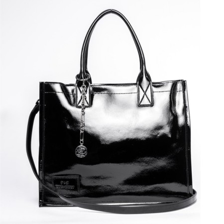 Bag Female genuine leather, black 37x12x30 cm