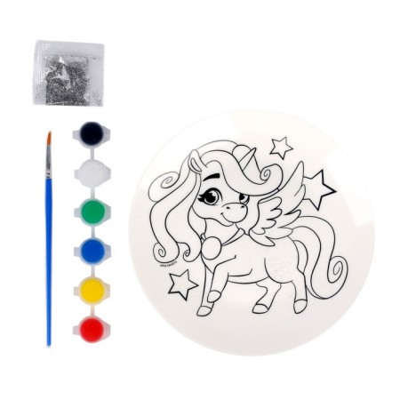 Set for creativity. Painting of the plate "Magic Unicorn"-3