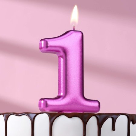 Candle for the Cake "European Giant", number 1, 7 cm, purple metallic