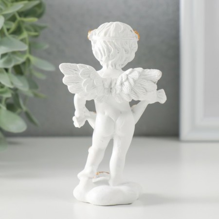 Polystone souvenir "Snowty angel scatters gold roses" 6.5x4x11 cm-2