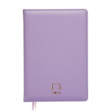 Dated diary 2024 A5 176 sheets, Devente.I Love Cat, hard leather cover, stamping foil, lies, cream block 70 g/m2, lilac
