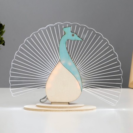 Lamp 3D nightlight "Peacock" LED USB 18.5x7x14 cm Risalux