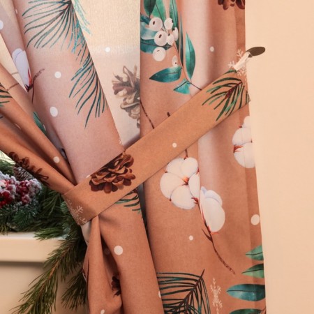 Set of curtains d/kitchen with sequences of Etel Fir Branches, 145x180 cm - 2 pcs, Gabardin-3