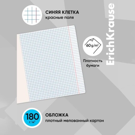 Notebook 12 sheets in the Erichkrause Bright Classe Classic, Cover Cardboard, Blue, Blue, Offset Block-10