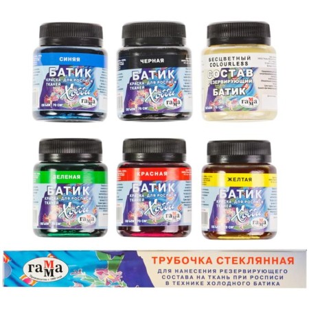 Batik-hobby gamma paint on fabric, a set of 5 colors x 75 ml + reserve composition-3