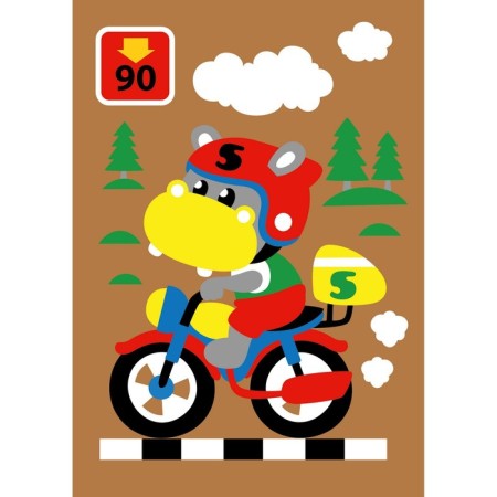 Wood painting "Motorcyclist", A5 board, small envelope-4