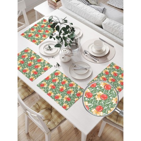 A set of napkins for setting the table "Water Balls on the Christmas tree", rectangular, size 32x46 cm, 4 pcs