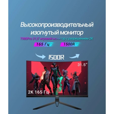 Монитор SANC T980Pro (T980 Pro), 31,5", VA, 2560×1440, 165Гц, 1 мс, HDMI, DP, чёрный-1
