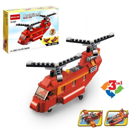 Design "Fire Helicopter", 3 assembly options, 145 parts