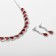 Set 2 objects: earrings, necklace “leaf fall” drops, red-white color in silver, 45cm