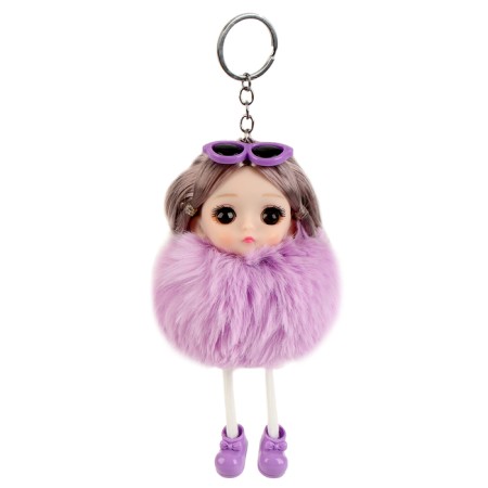 Soft toy "Puppet Model" on a key fob, 16 cm, purple color-4