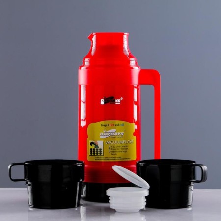 Thermos 1 l, with a glass flask, 2 circles, 13.5 x 32 cm, mix-2
