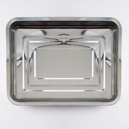Stainless steel baking sheet 39.5 × 29.5 × 4 cm, chrome color-2