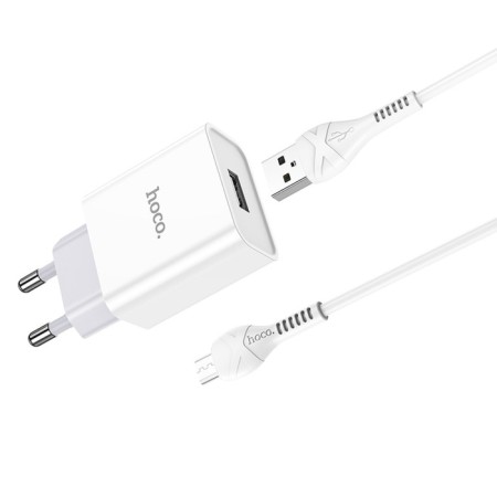 Network charger Hoco C81a, USB, 2.1 A, MicroUSB 1 m cable, white-4