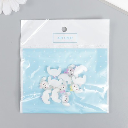 Decor for creativity plastic "Bunny with a bow" set of 12 pcs mix 1.7x1.1 cm-3