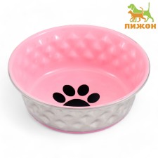 The bowl of a weighted embossed, with a silicone base, pink, 300 ml