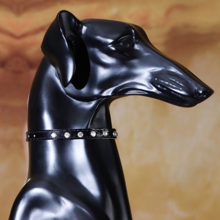 A collar with round rhinestones, 28 x 1 cm, Osh 21-25 cm, arts. The skin, black-4