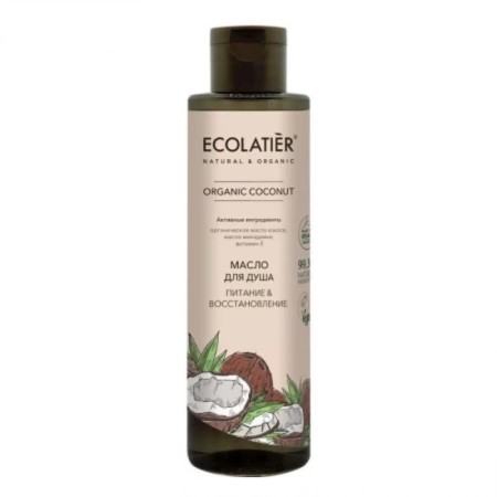 Shower oil Ecolatier Organic Coconut "Power & Restoration", 250 ml