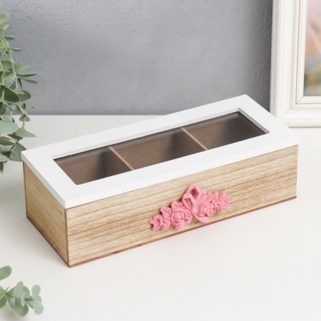Casket tree with divisions "Pink rose" beige 10x24x7 cm
