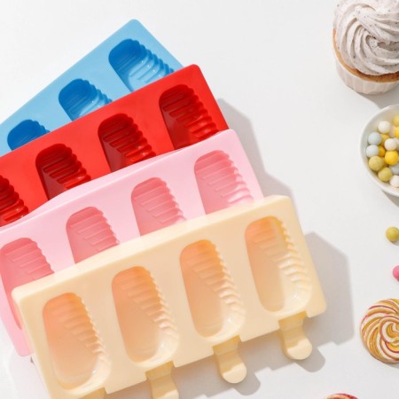 Form for ice cream “Eskimo in the glaze”, silicone, 18.5 × 12.3 × 2.5 cm, 4 cells, color mix-6