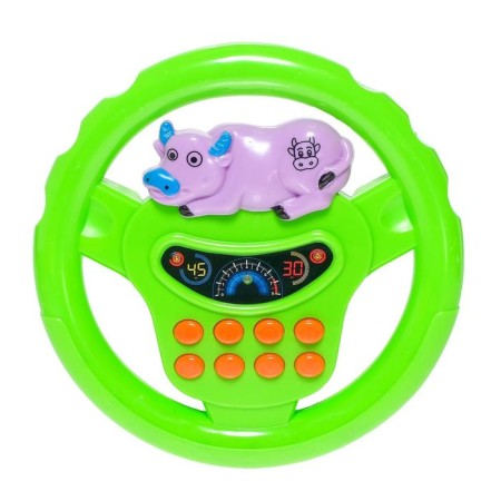 Musical steering wheel "go to the zoo", light and sound effects, works from batteries, mix-3