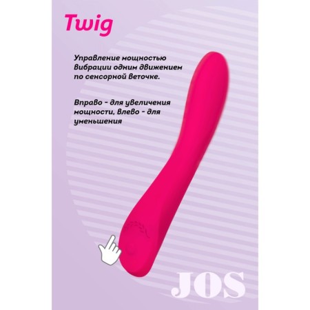 Unrealistic vibrator Jos Twig, 5 modes, silicone, pink color, 20.5 cm, D 3.4 cm-1