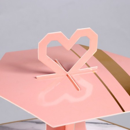 Cake stand, three -tier, pink color-3